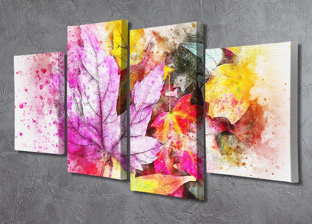 Coloured Leaves 4 Split Panel Canvas - Canvas Art Rocks - 2