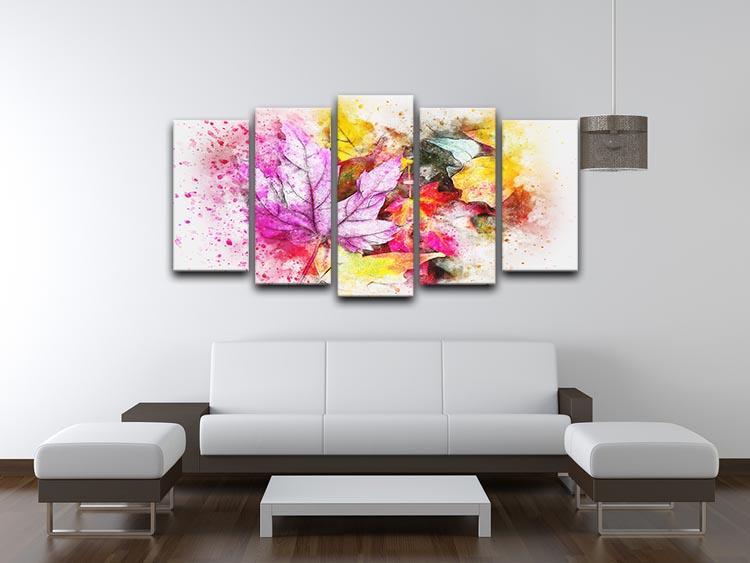 Coloured Leaves 5 Split Panel Canvas - Canvas Art Rocks - 3