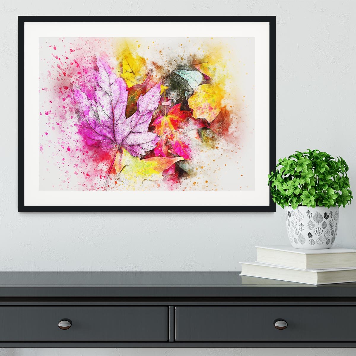 Coloured Leaves Framed Print - Canvas Art Rocks - 1