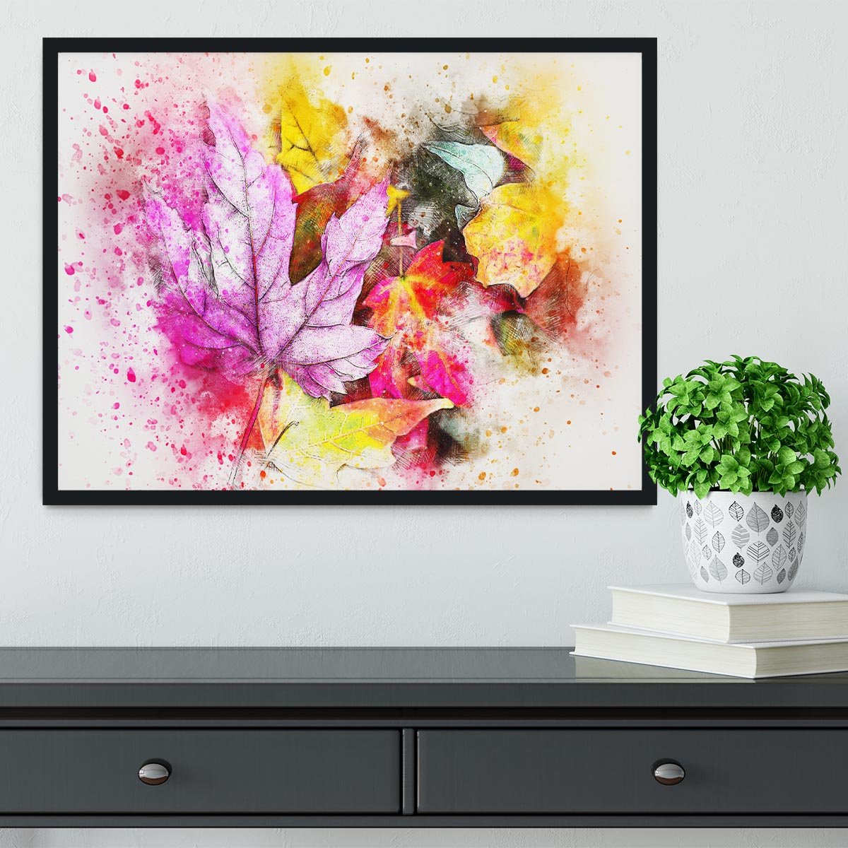 Coloured Leaves Framed Print - Canvas Art Rocks - 2