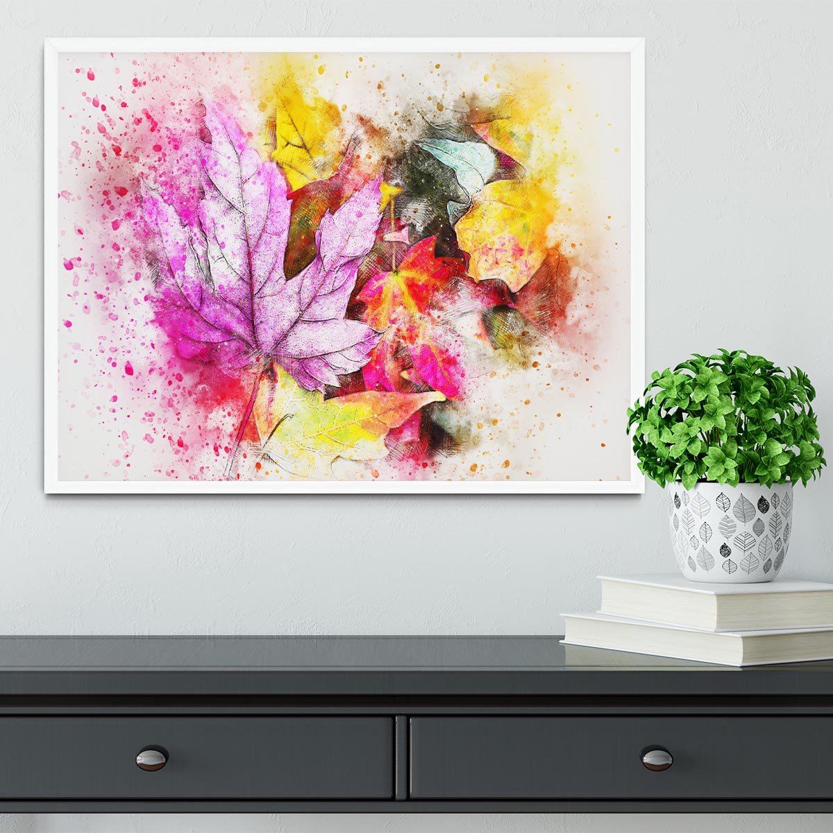 Coloured Leaves Framed Print - Canvas Art Rocks -6