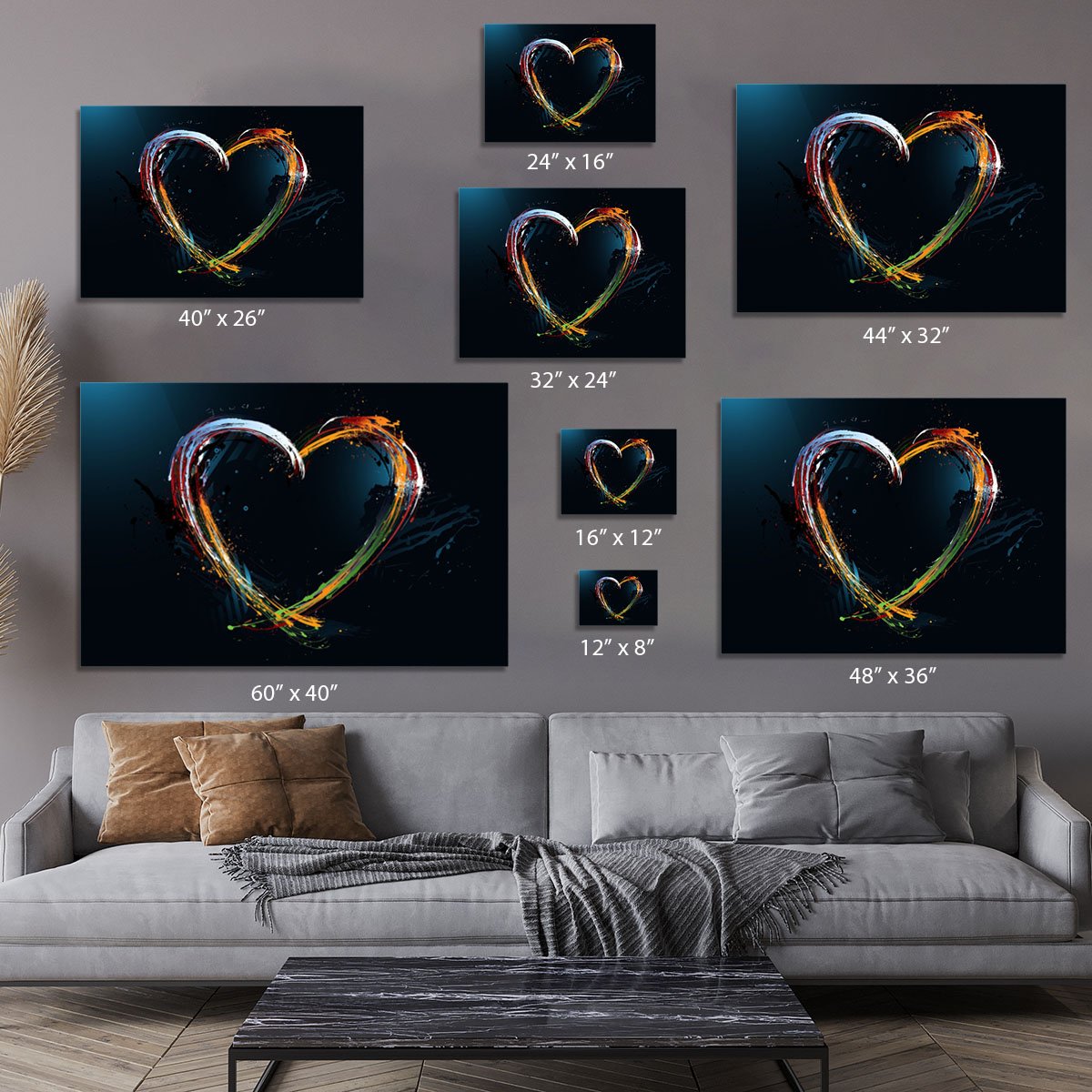 Colourful Love Heart Canvas Print or Poster