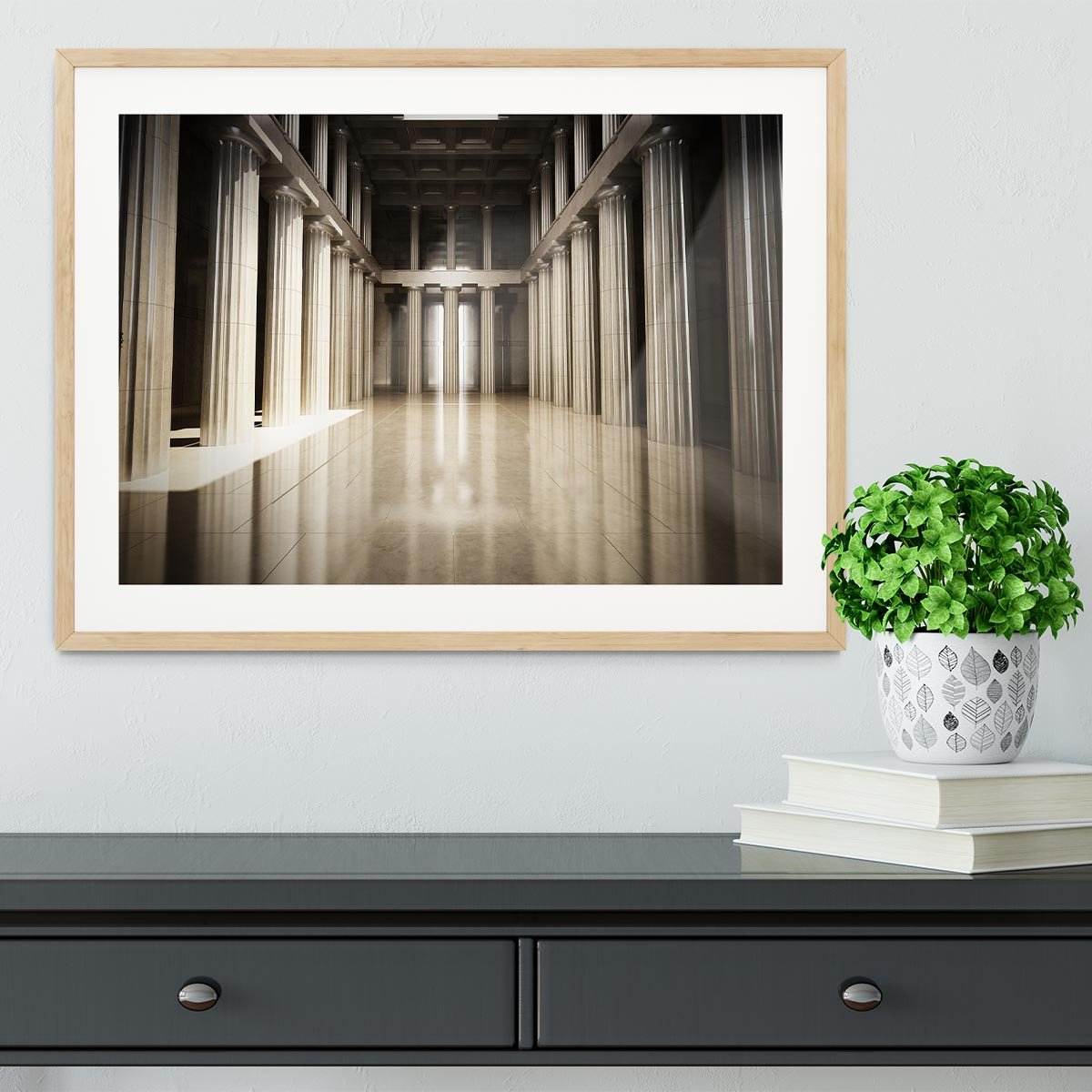 Column interior empty room Framed Print - Canvas Art Rocks - 3