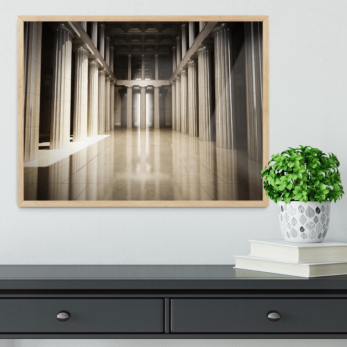 Column interior empty room Framed Print - Canvas Art Rocks - 4