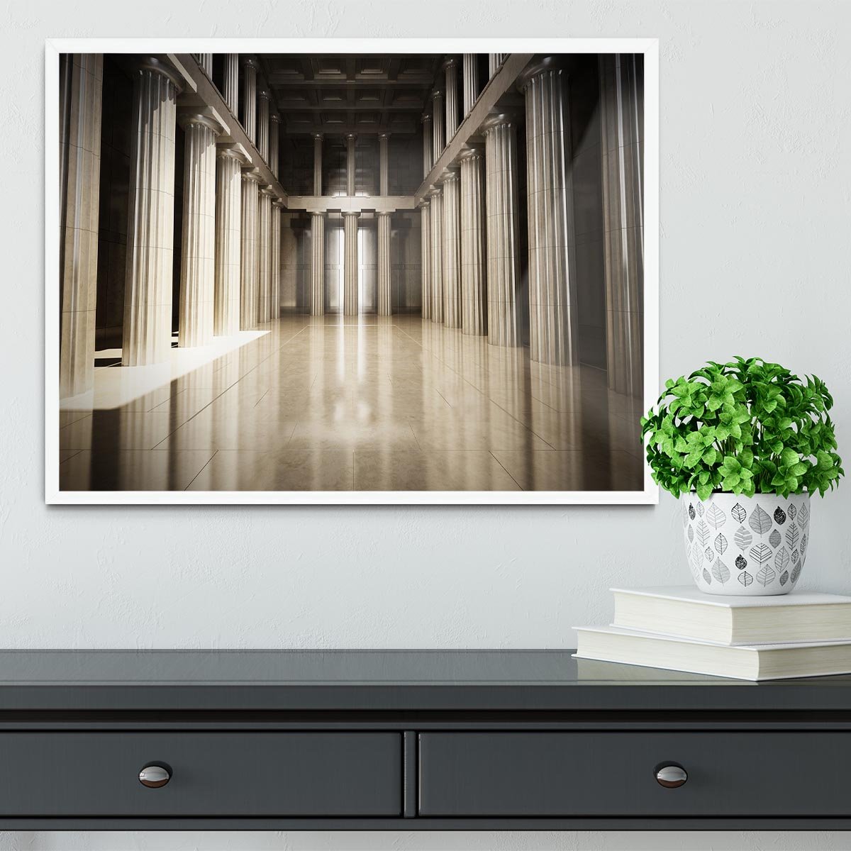 Column interior empty room Framed Print - Canvas Art Rocks -6