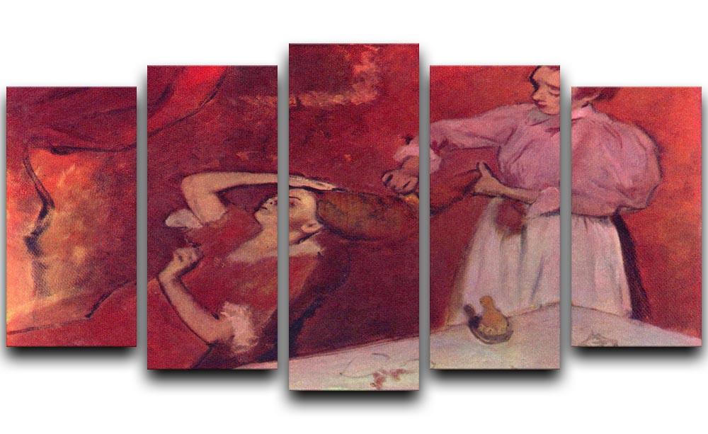 Combing hair by Degas 5 Split Panel Canvas - Canvas Art Rocks - 1
