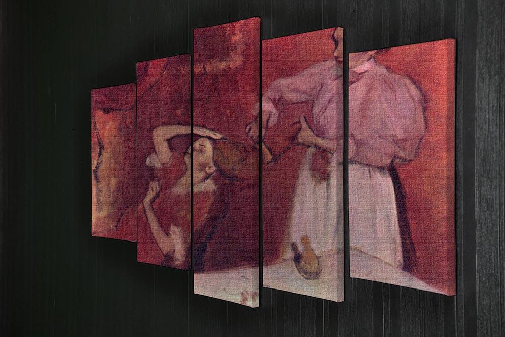 Combing hair by Degas 5 Split Panel Canvas - Canvas Art Rocks - 2