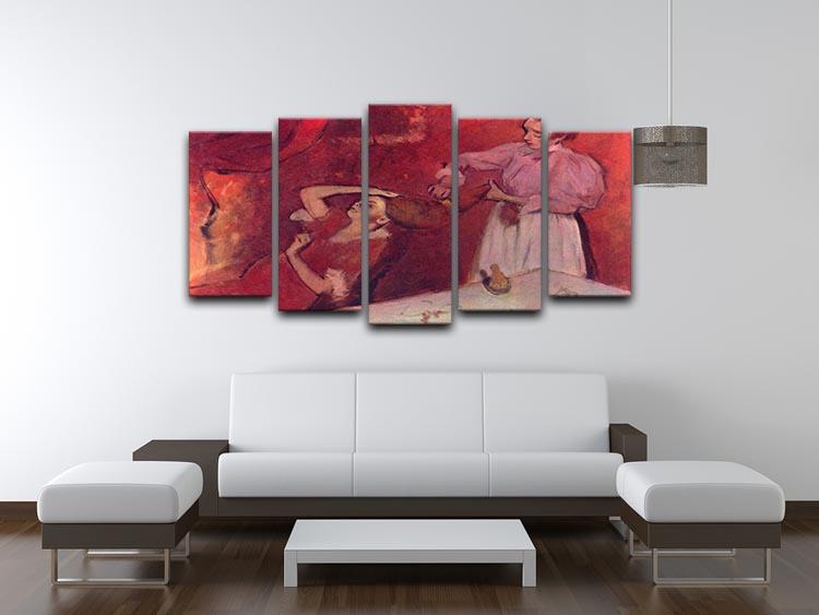 Combing hair by Degas 5 Split Panel Canvas - Canvas Art Rocks - 3