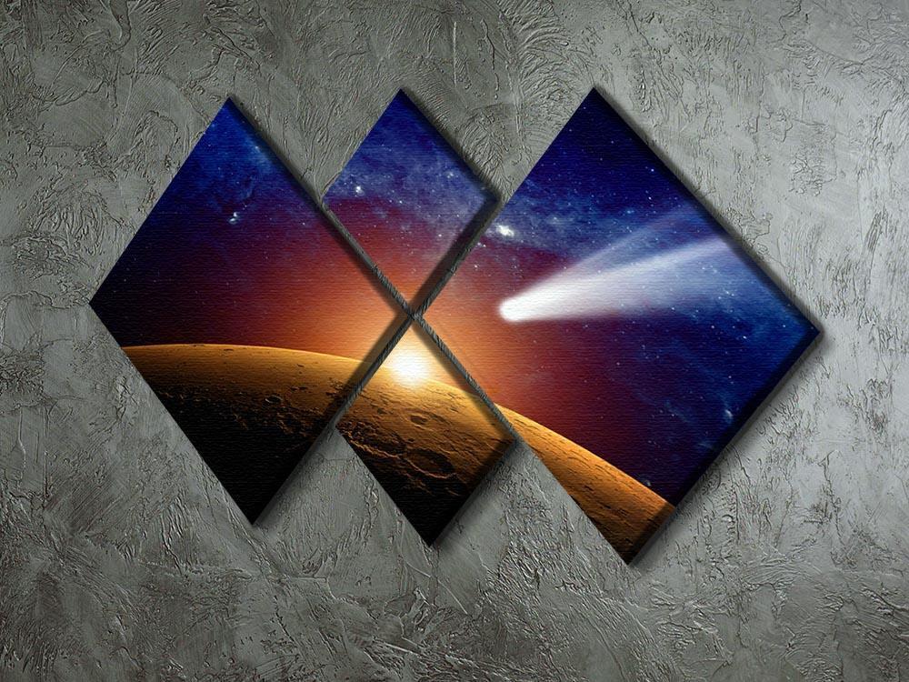 Comet approaching planet Mars 4 Square Multi Panel Canvas - Canvas Art Rocks - 2