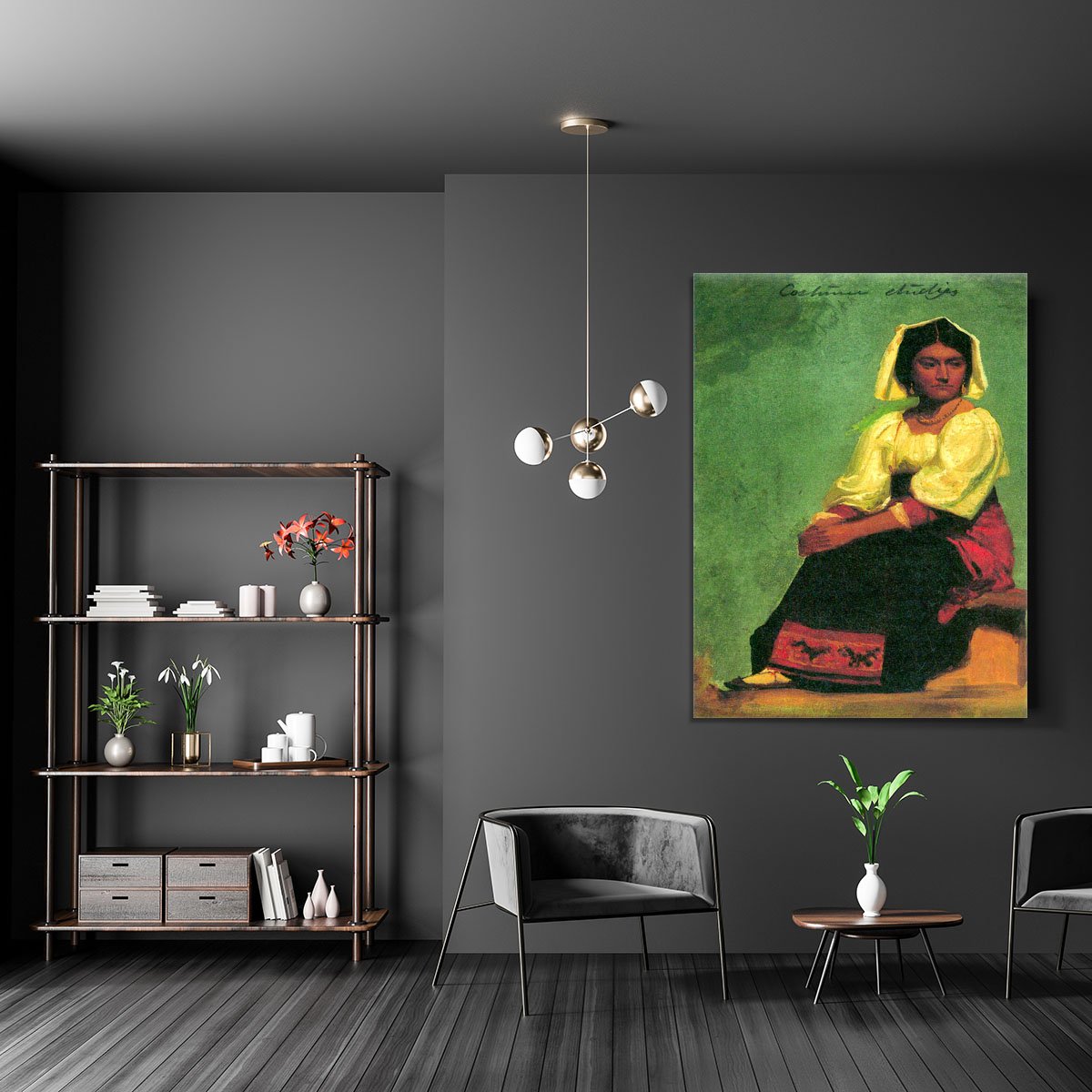 Costume study of a seated woman by Bierstadt Canvas Print or Poster