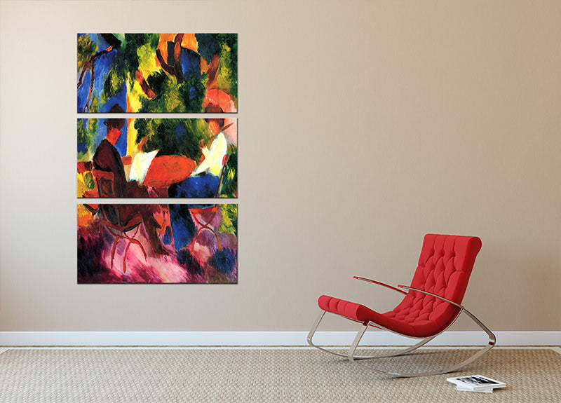 Couple at the garden table by Macke 3 Split Panel Canvas Print - Canvas Art Rocks - 2