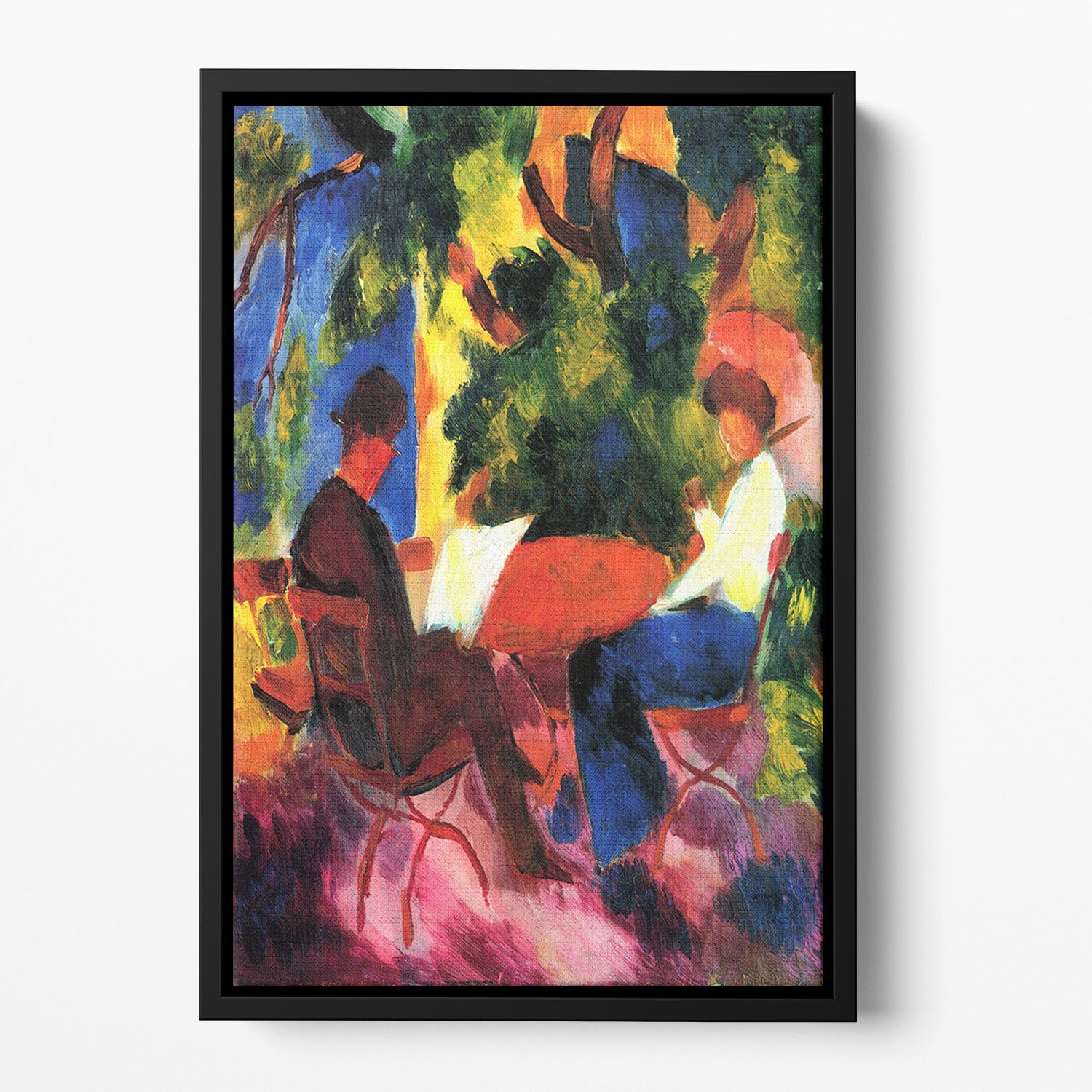 Couple at the garden table by Macke Floating Framed Canvas - Canvas Art Rocks - 2