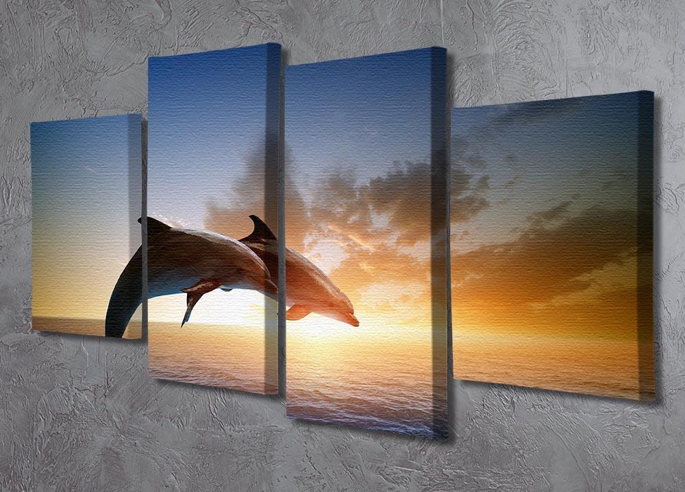 Couple jumping dolphins 4 Split Panel Canvas  - Canvas Art Rocks - 2
