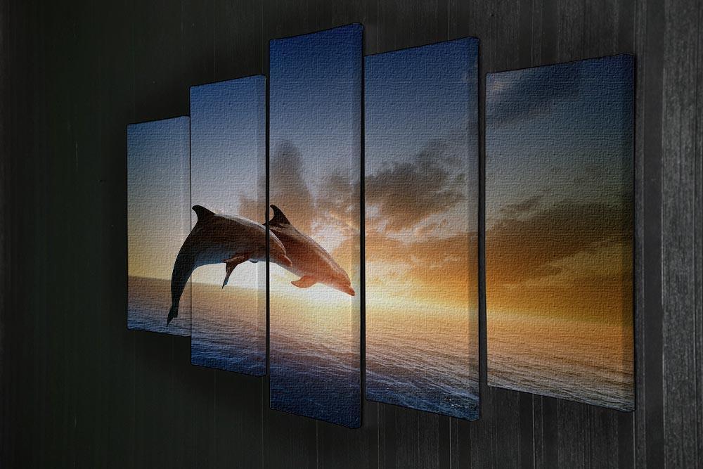 Couple jumping dolphins 5 Split Panel Canvas  - Canvas Art Rocks - 2