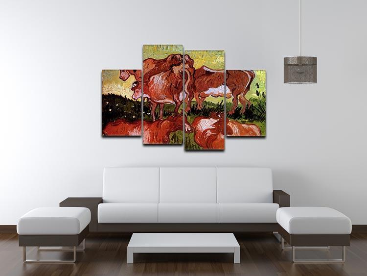Cows after Jordaens by Van Gogh 4 Split Panel Canvas - Canvas Art Rocks - 3