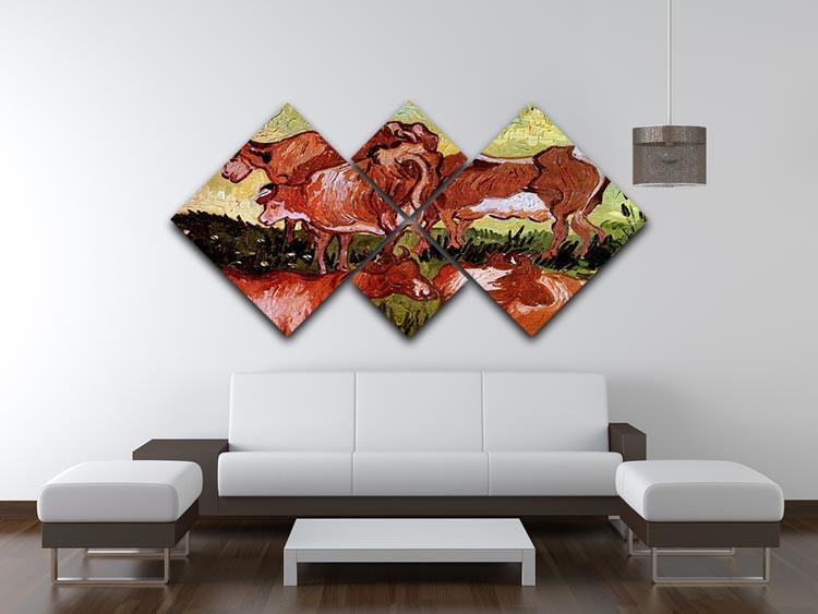 Cows after Jordaens by Van Gogh 4 Square Multi Panel Canvas - Canvas Art Rocks - 3