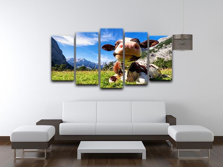 Cows at the karwendel mountains in austria 5 Split Panel Canvas - Canvas Art Rocks - 3