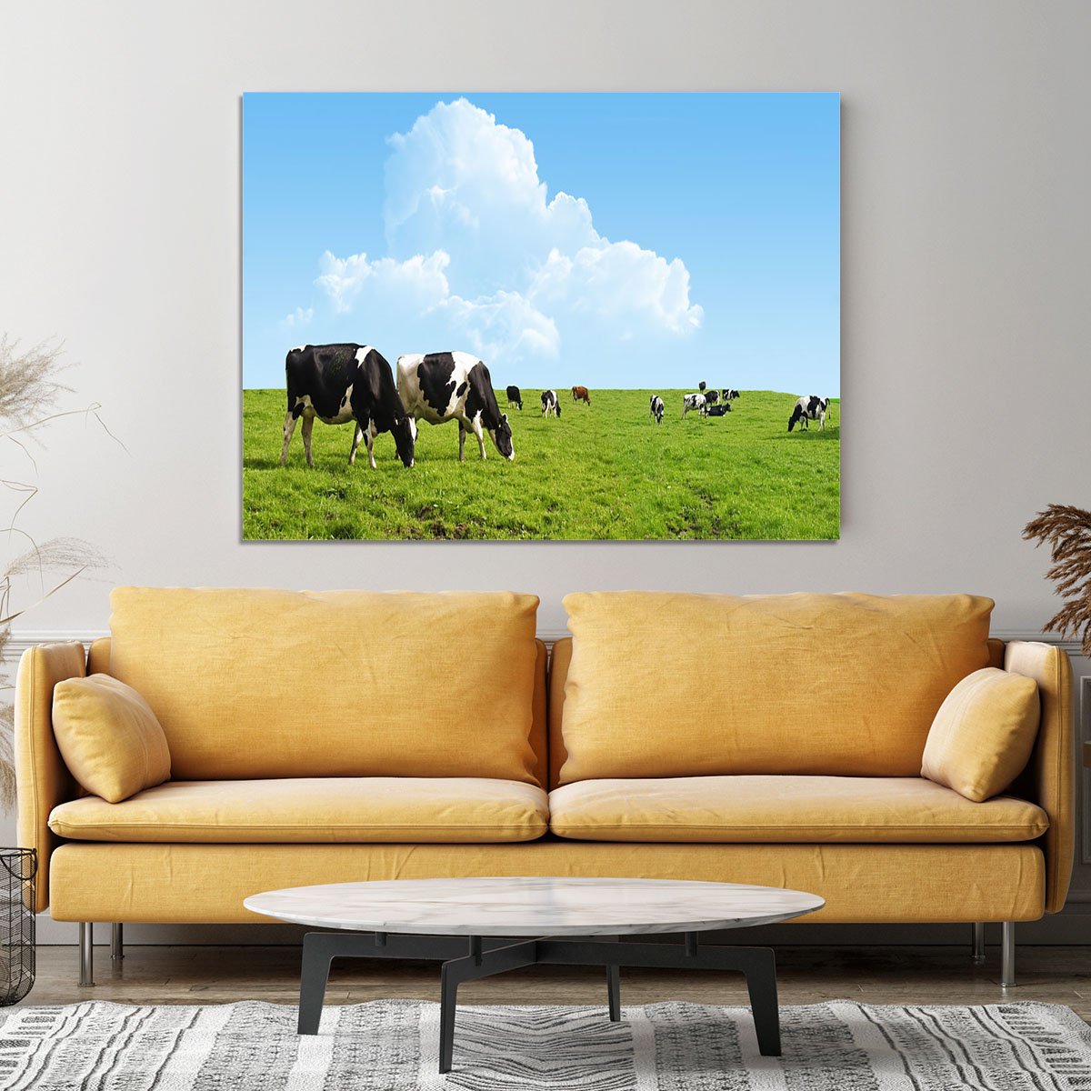 Cows grazing on a farm Canvas Print or Poster