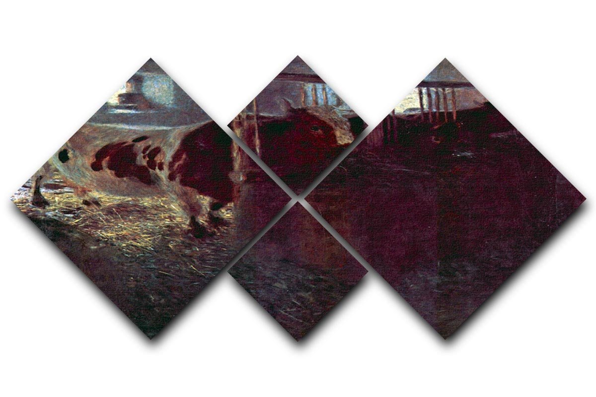 Cows in Stall by Klimt 4 Square Multi Panel Canvas  - Canvas Art Rocks - 1