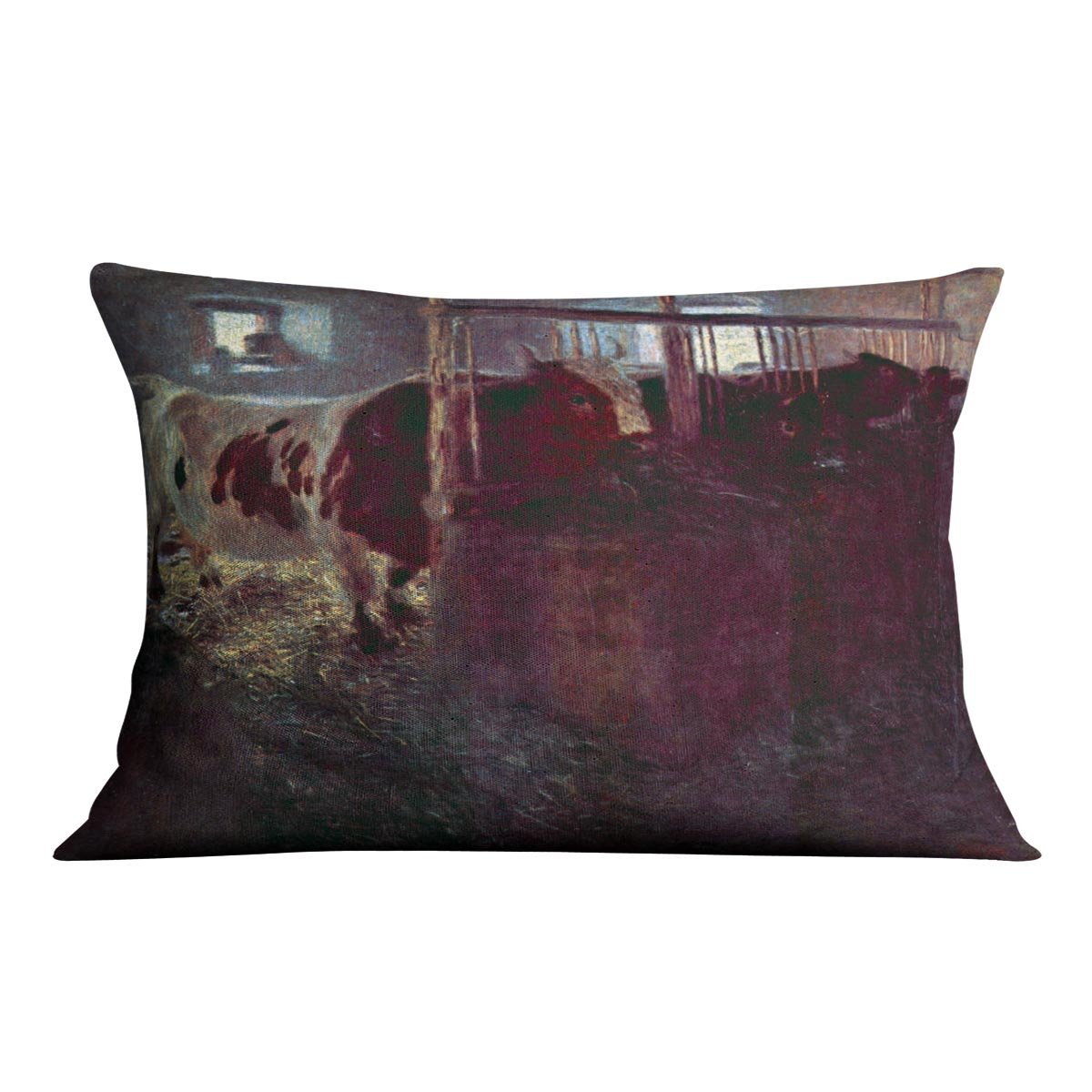 Cows in Stall by Klimt Throw Pillow