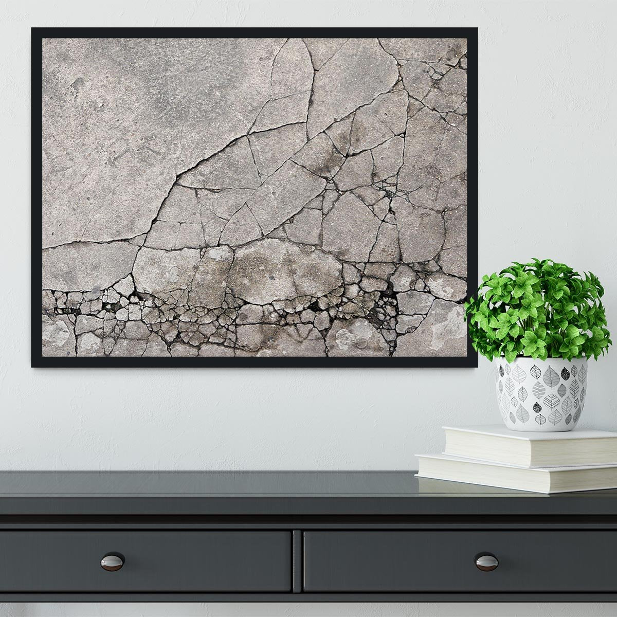 Cracked concrete Framed Print - Canvas Art Rocks - 2