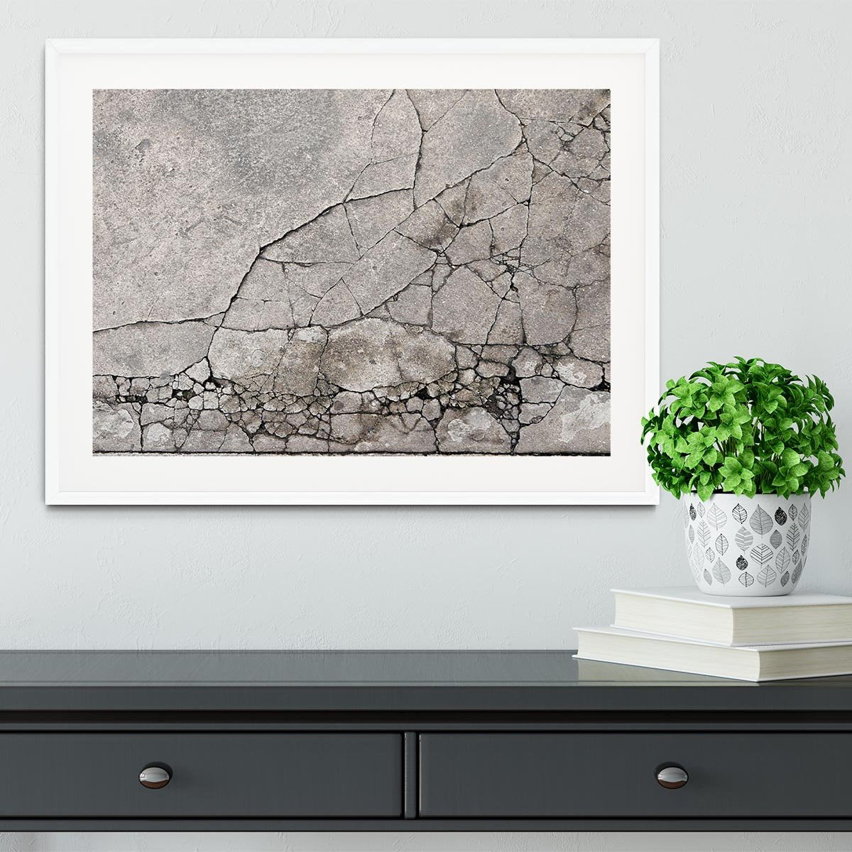 Cracked concrete Framed Print - Canvas Art Rocks - 5