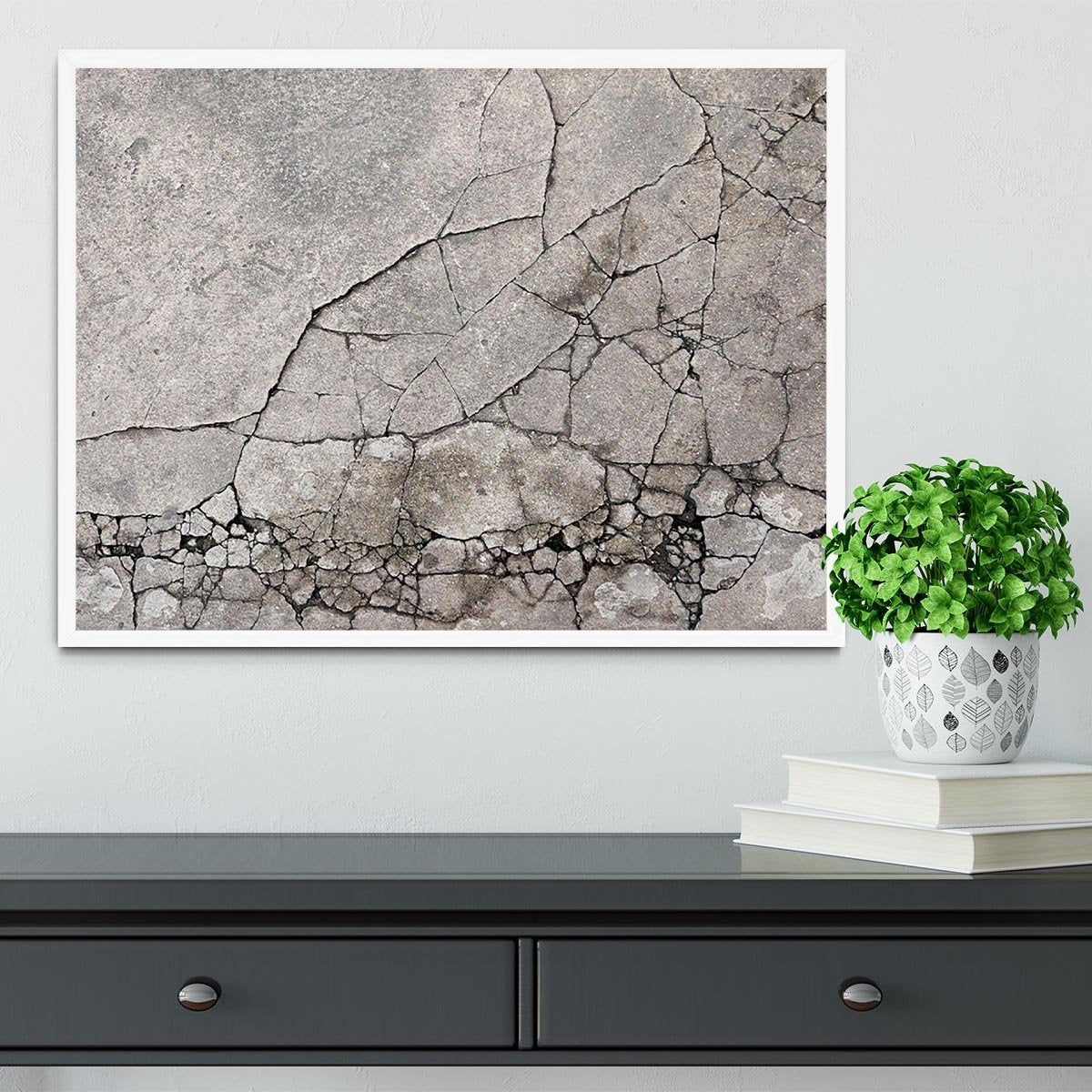 Cracked concrete Framed Print - Canvas Art Rocks -6