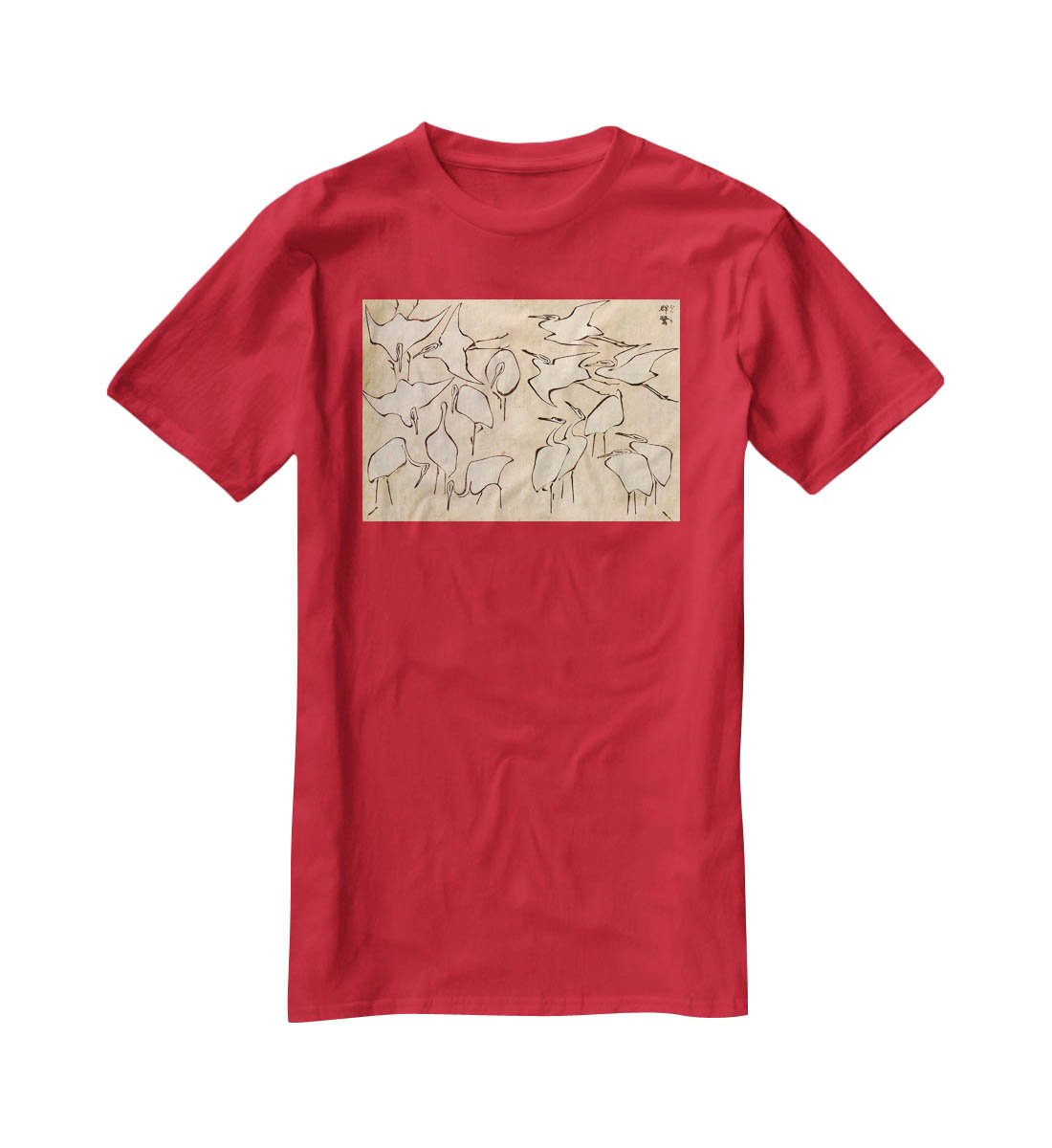 Cranes by Hokusai T-Shirt - Canvas Art Rocks - 4