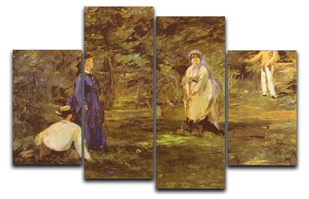 Croquet Party by Manet 4 Split Panel Canvas  - Canvas Art Rocks - 1
