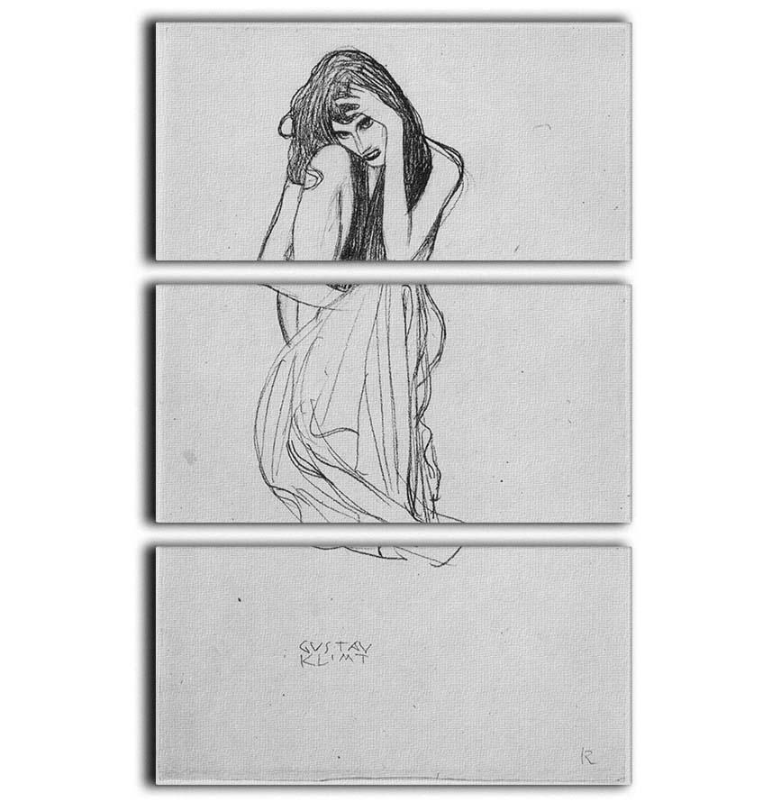 Crouching from the front by Klimt 3 Split Panel Canvas Print - Canvas Art Rocks - 1