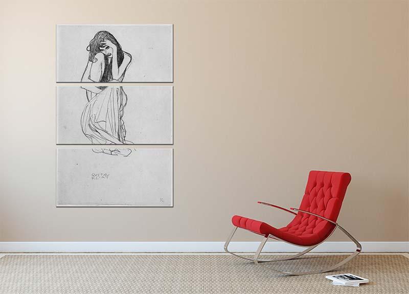 Crouching from the front by Klimt 3 Split Panel Canvas Print - Canvas Art Rocks - 2