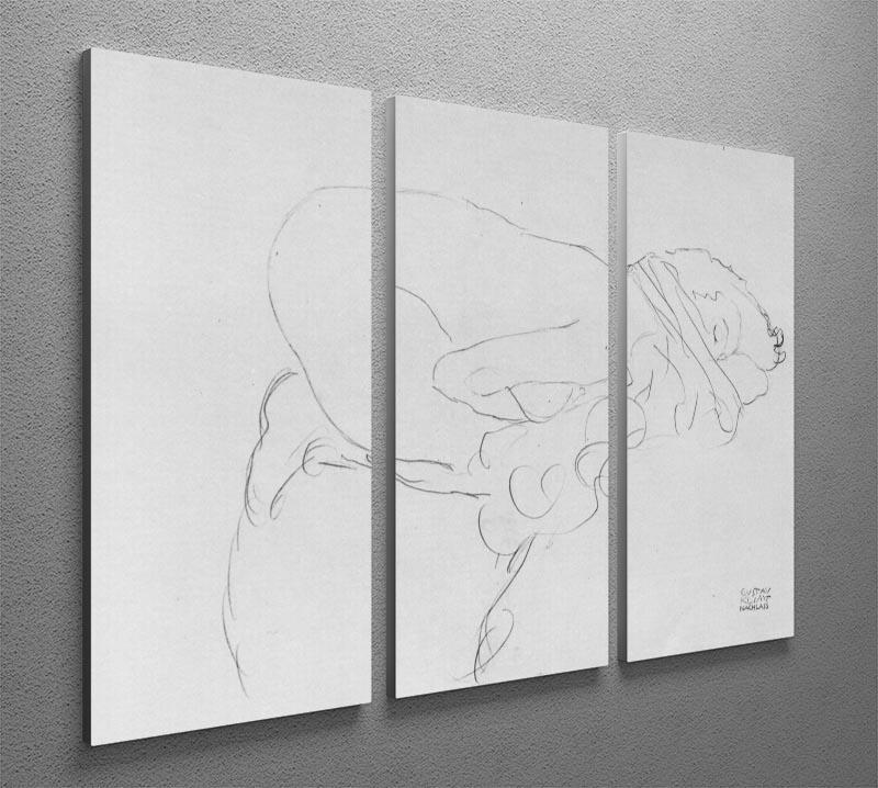 Crouching to right by Klimt 3 Split Panel Canvas Print - Canvas Art Rocks - 2