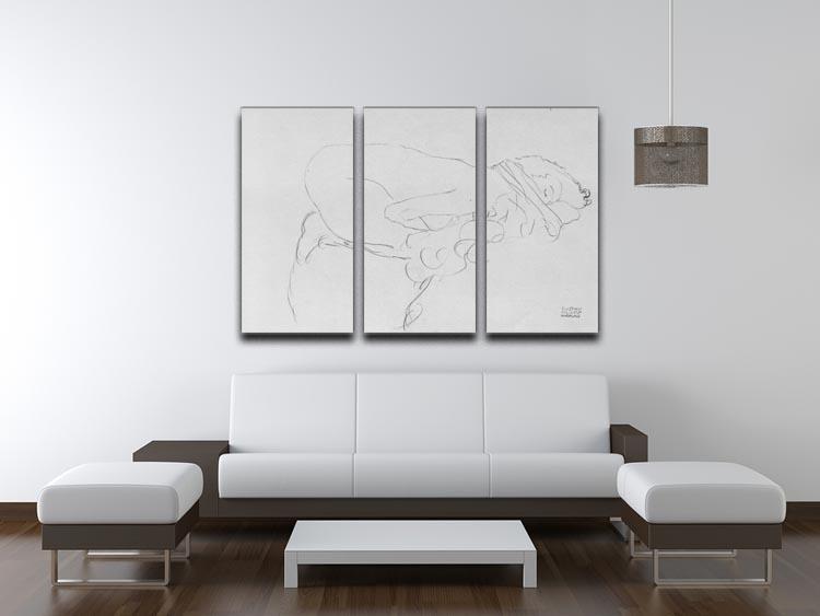 Crouching to right by Klimt 3 Split Panel Canvas Print - Canvas Art Rocks - 3