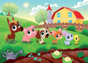 Cute Littest farm animals in the garden Wall Mural Wallpaper - Canvas Art Rocks - 1