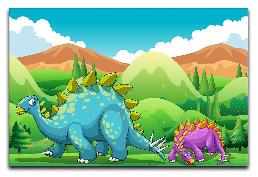 Cute dinosaurs walking Canvas Print or Poster  - Canvas Art Rocks - 1