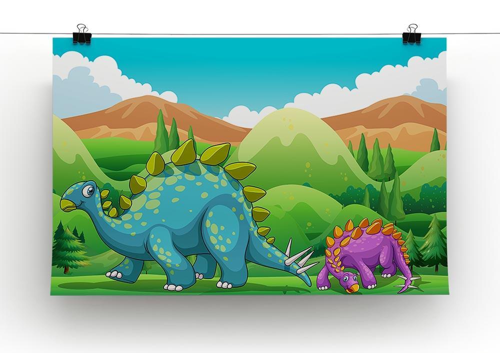 Cute dinosaurs walking Canvas Print or Poster - Canvas Art Rocks - 2