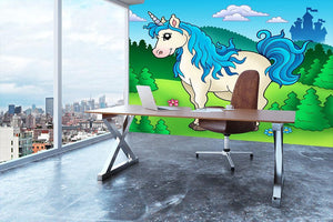 Cute unicorn in forest Wall Mural Wallpaper - Canvas Art Rocks - 3