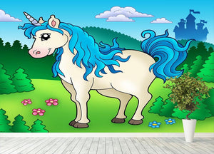 Cute unicorn in forest Wall Mural Wallpaper - Canvas Art Rocks - 4