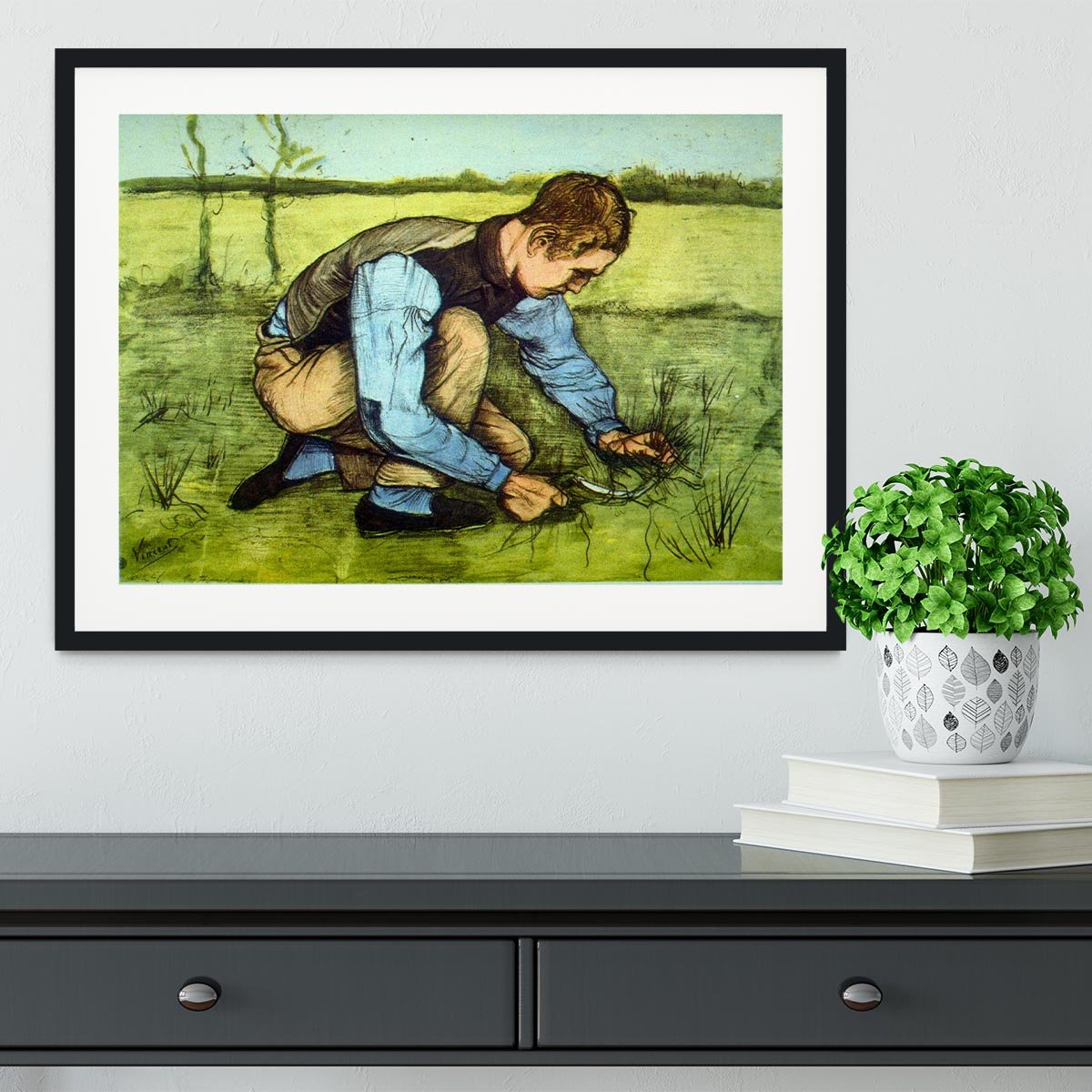 Cutting Grass Framed Print - Canvas Art Rocks - 1