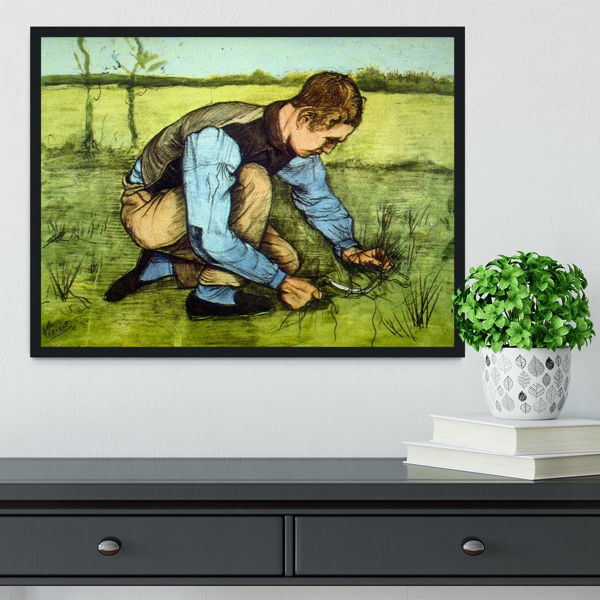 Cutting Grass Framed Print - Canvas Art Rocks - 2