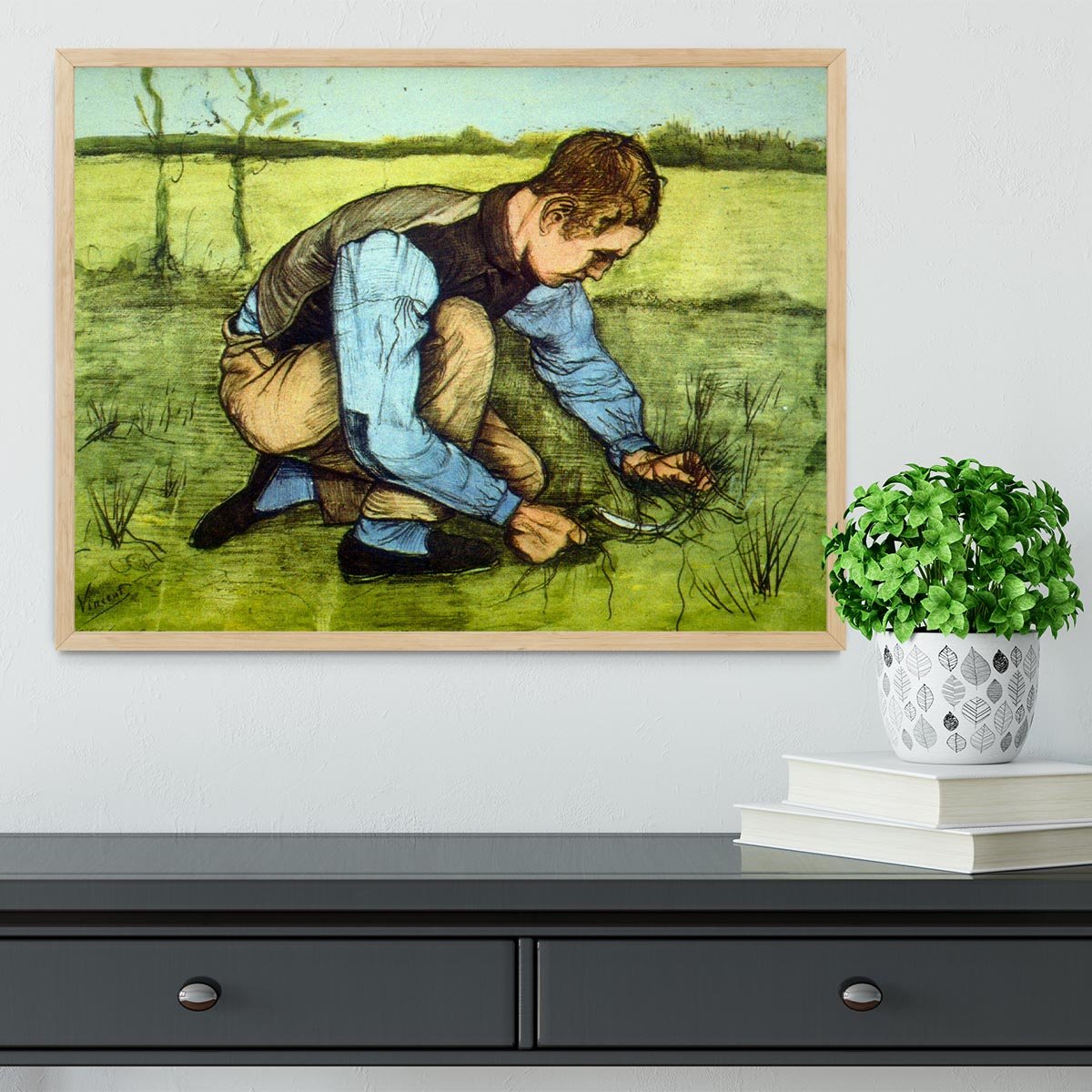 Cutting Grass Framed Print - Canvas Art Rocks - 4