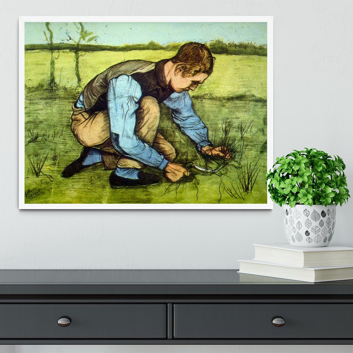 Cutting Grass Framed Print - Canvas Art Rocks -6