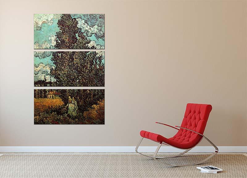 Cypresses and Two Women by Van Gogh 3 Split Panel Canvas Print - Canvas Art Rocks - 2