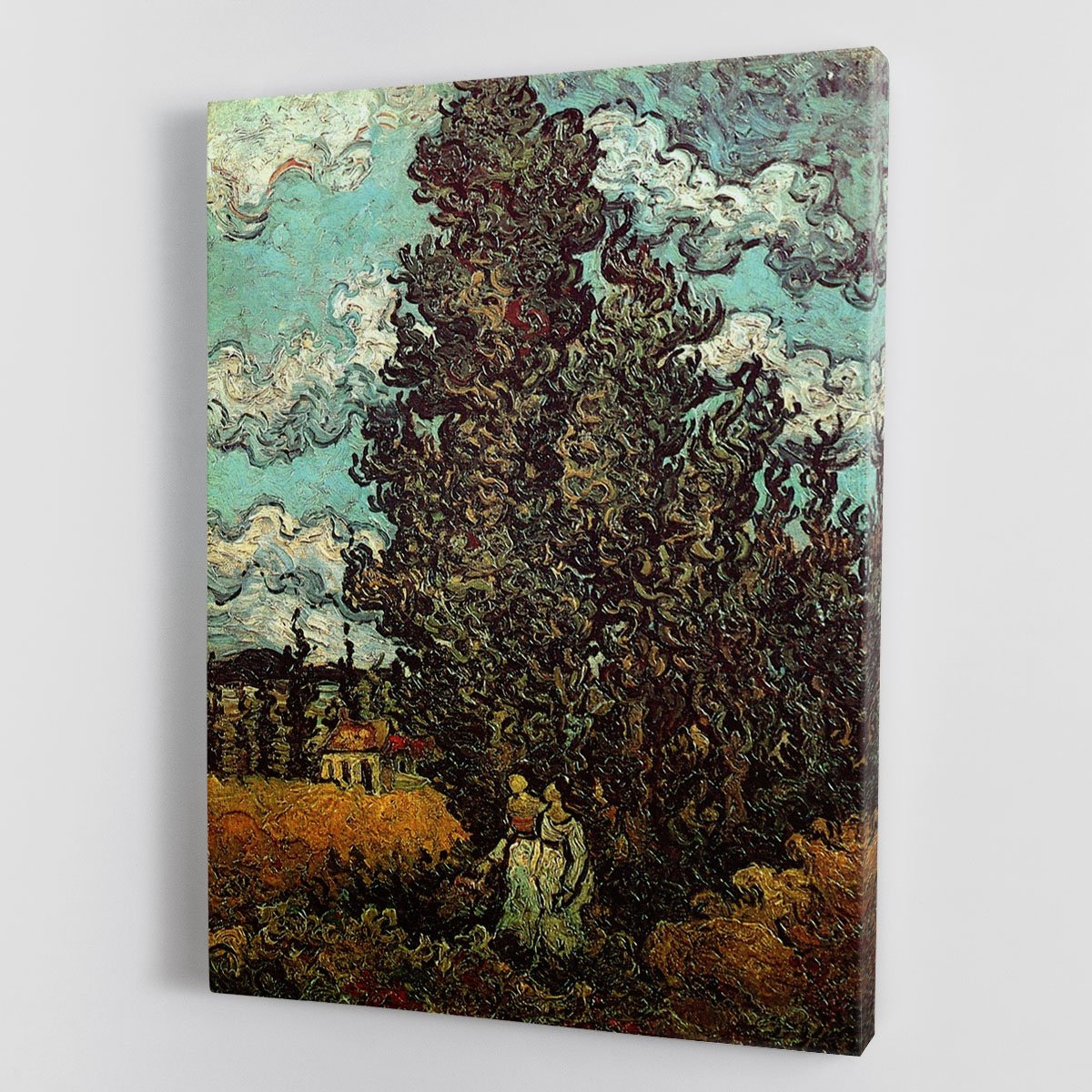 Cypresses and Two Women by Van Gogh Canvas Print or Poster