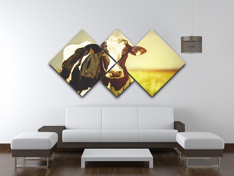Dairy cow on the countryside 4 Square Multi Panel Canvas - Canvas Art Rocks - 3