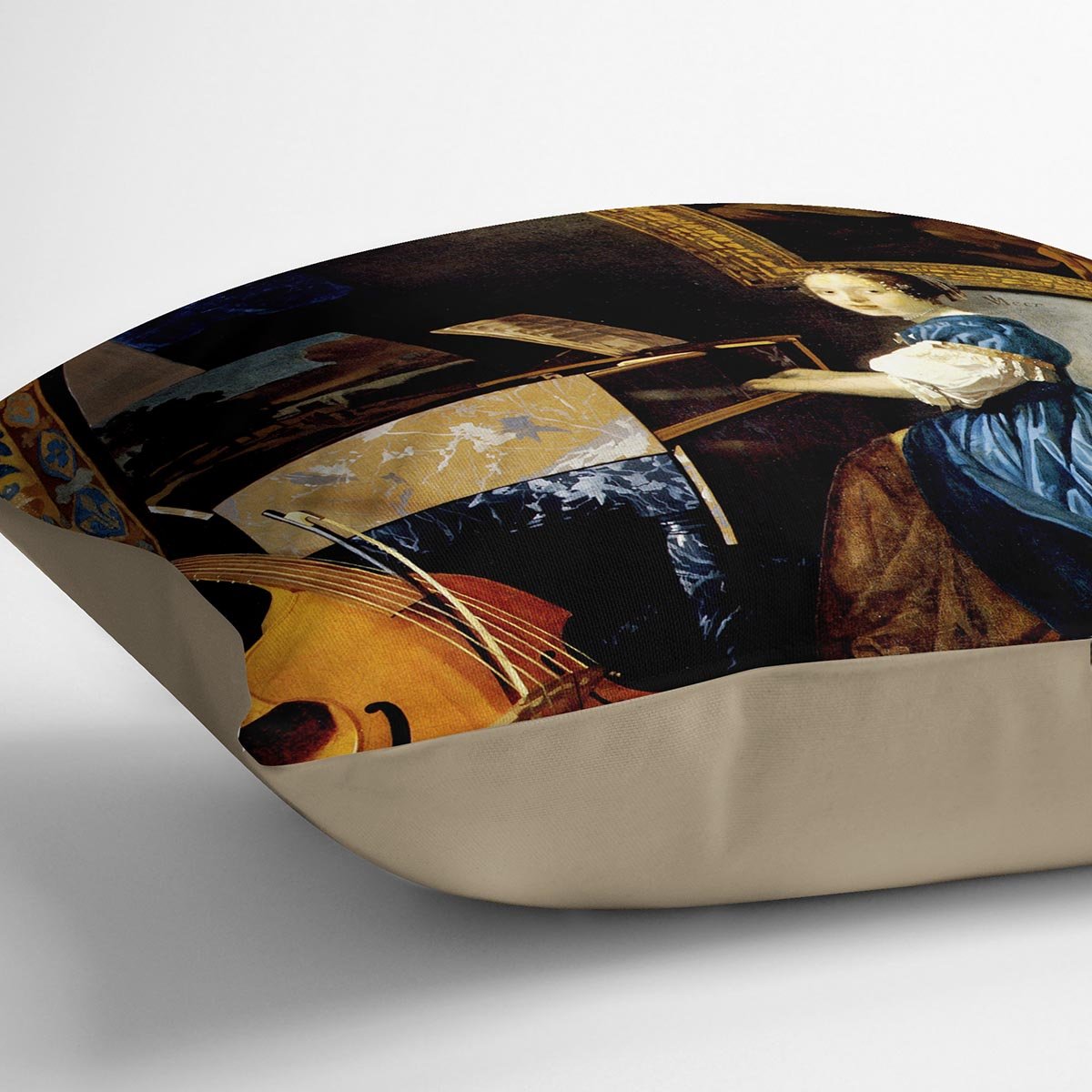 Dame on spinet by Vermeer Cushion