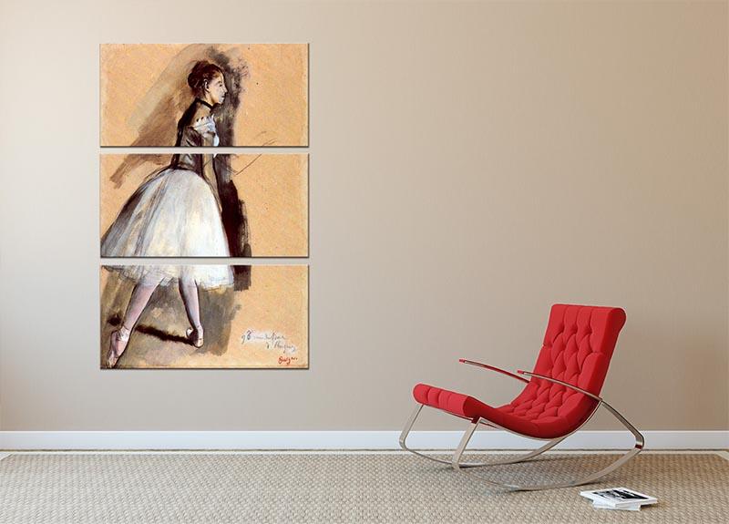 Dancer in step position 1 by Degas 3 Split Panel Canvas Print - Canvas Art Rocks - 2