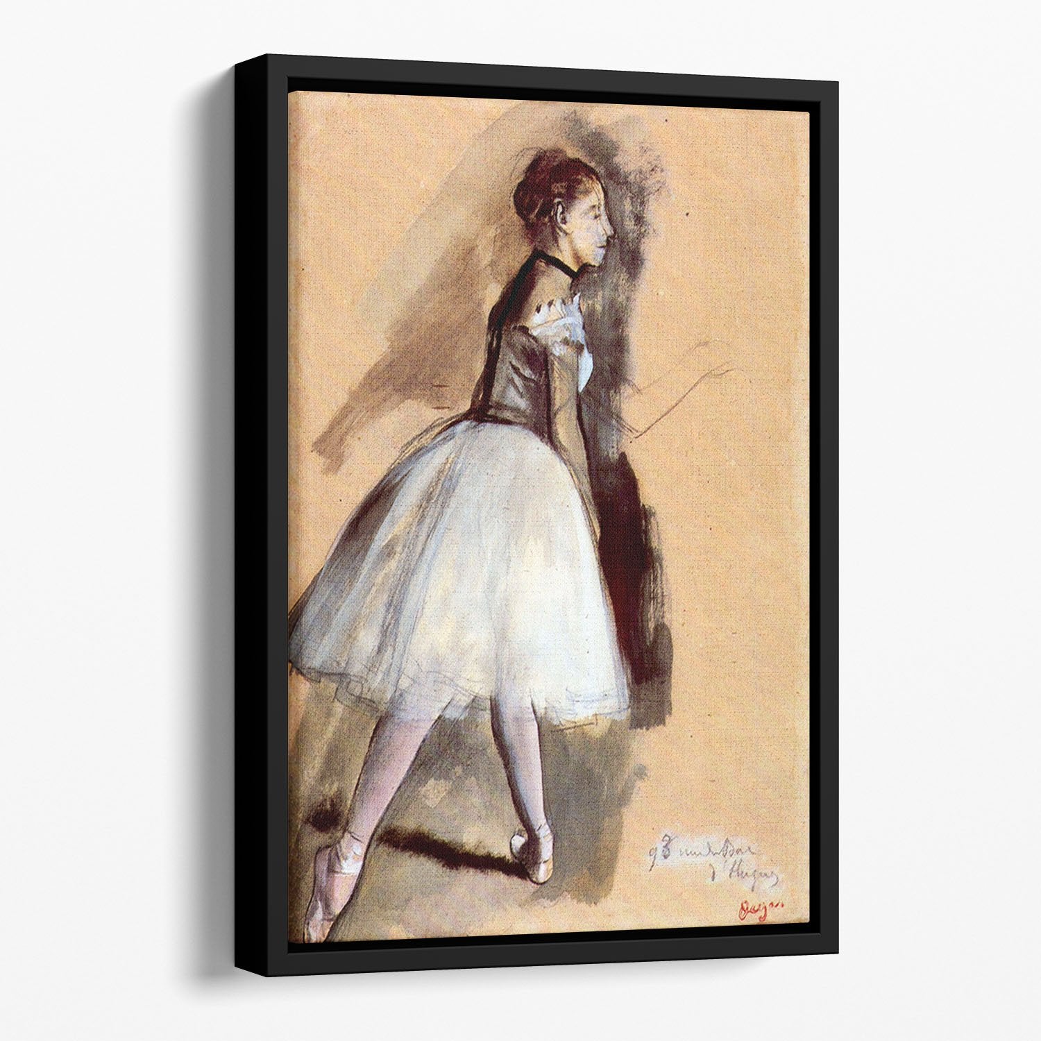 Dancer in step position 1 by Degas Floating Framed Canvas