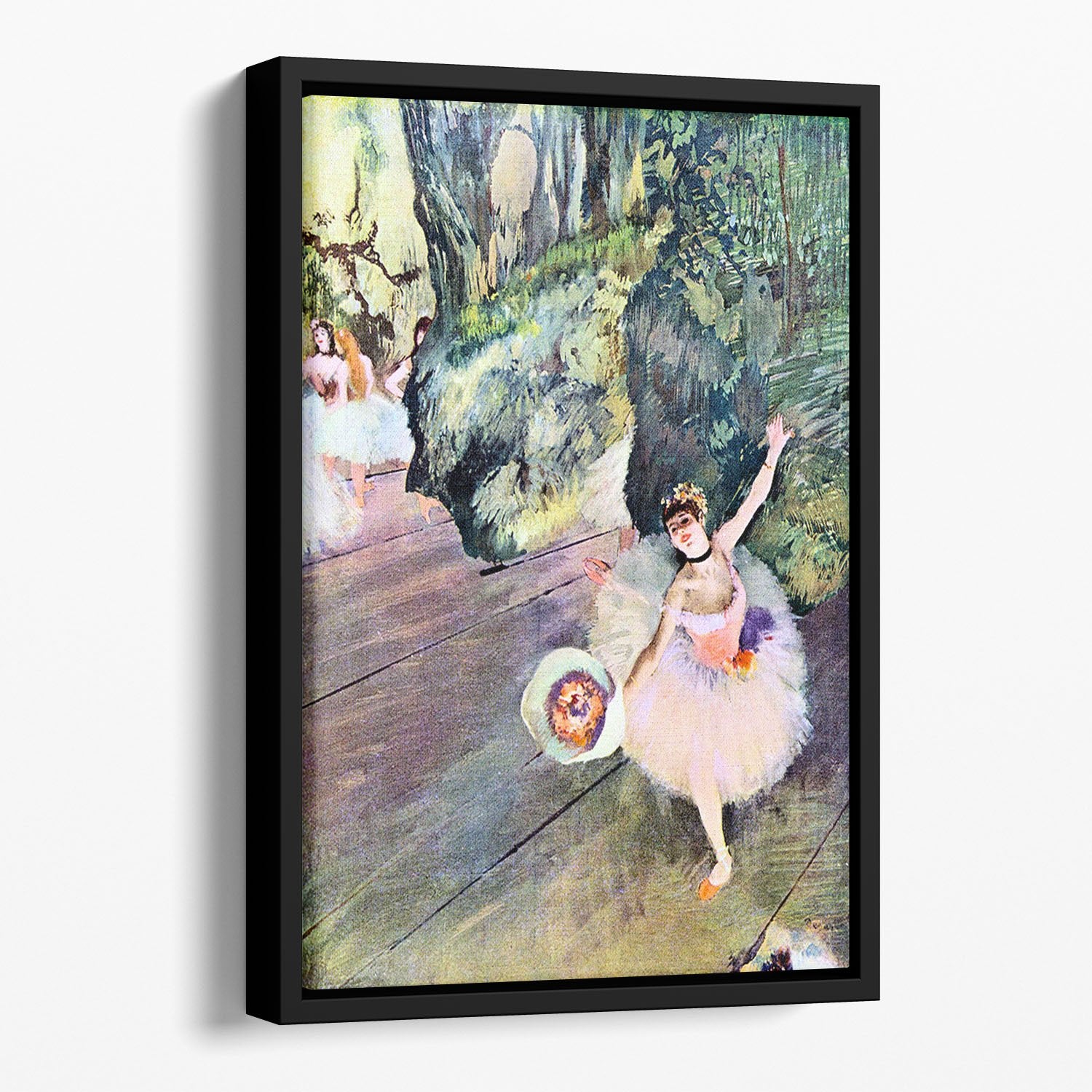 Dancer with a bouquet of flowers The Star of the ballet by Degas Floating Framed Canvas