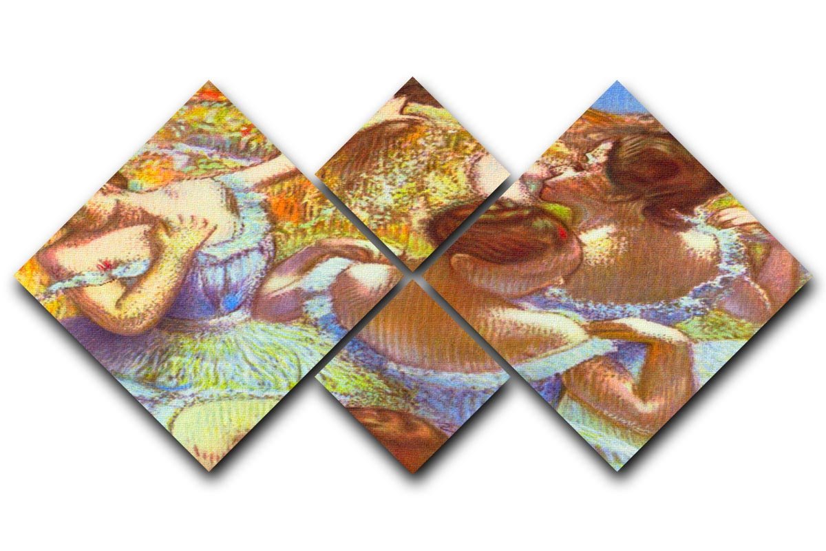 Dancers in blue by Degas 4 Square Multi Panel Canvas - Canvas Art Rocks - 1